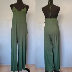 Jackson Rowe Wide-Leg Halter Jumpsuit in Green XS